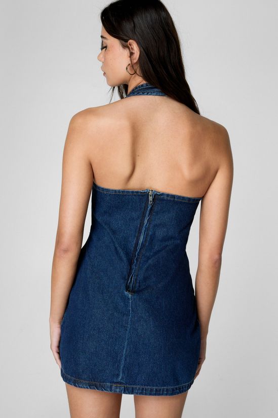 NastyGal Denim Halterneck Mini Dress