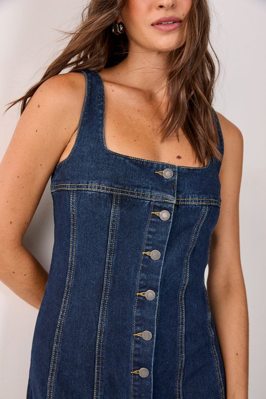 NastyGal Denim Button Through Midi Dress