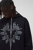 Boxy Graphic Heart Zip Through Hoodie