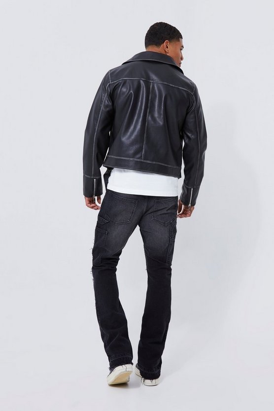 Boxy Vintage Pu Biker Jacket