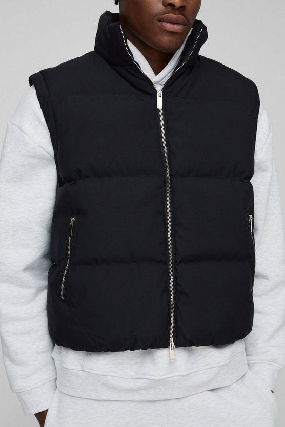 Man Boxy Fit Funnel Neck Puffer Gilet