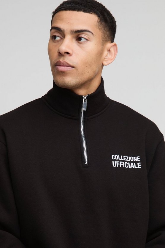 Oversized Boxy Collection Zip Funnel Neck Sweatshirt