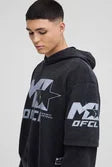 Oversized Boxy OFCL Washed Faux Layer Hoodie