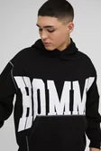 Oversized Boxy Twill Applique Contrast Stitch Hoodie