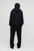 Oversized Boxy Waffle Print Zip Through Hoodie