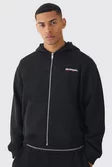 Oversized Boxy Zip Through Moto Print Hoodie