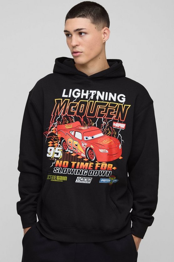Oversized Disney Cars License Printed Hoodie