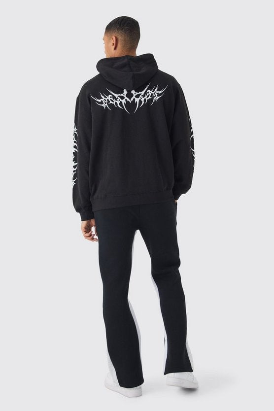 Oversized Gothic Print Hoodie