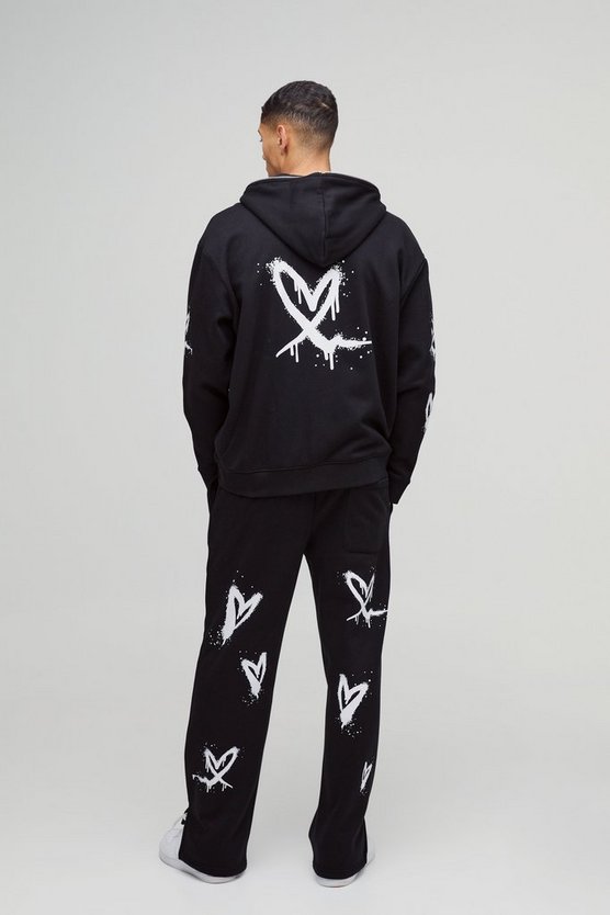 Oversized Heart Zip Through Hoodie