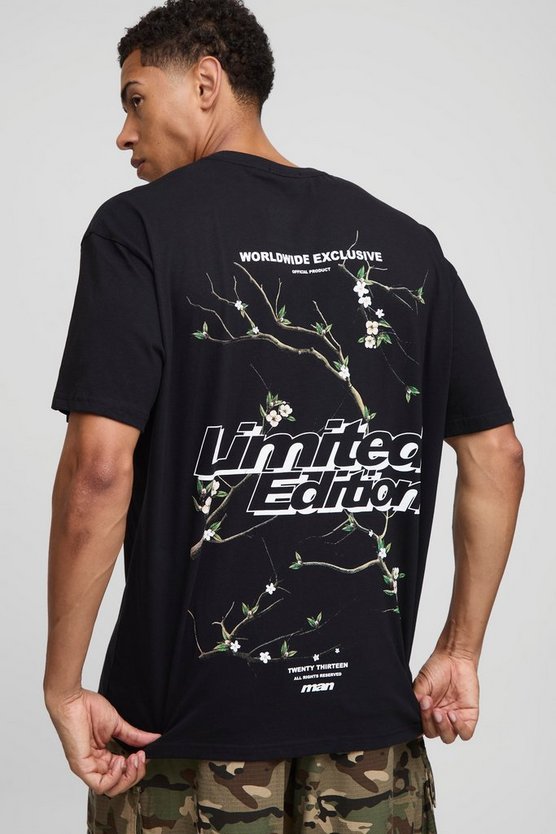 Black Oversized Limited Edition High Build Floral T-Shirt