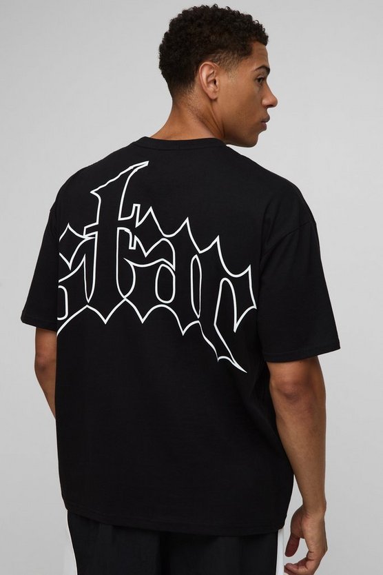 Black Oversized Star Printed T-Shirt