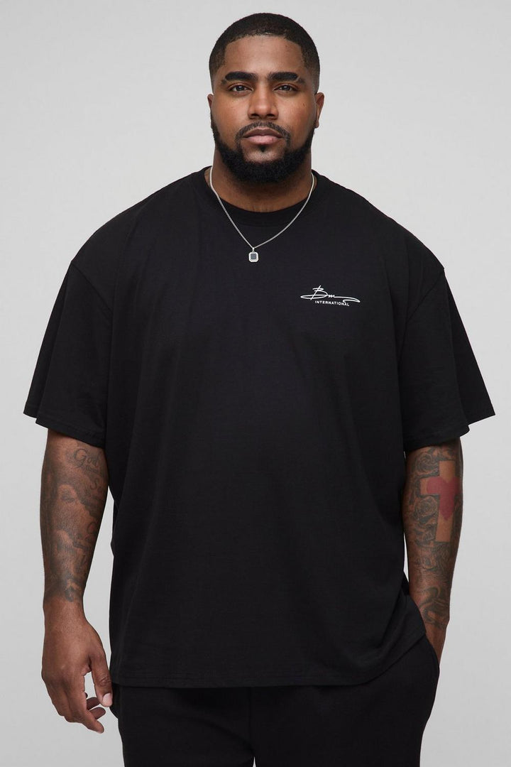 Plus Oversized BM International Print T-Shirt