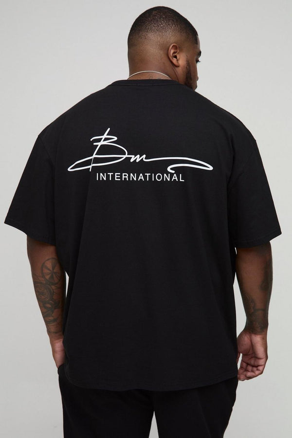 Plus Oversized BM International Print T-Shirt