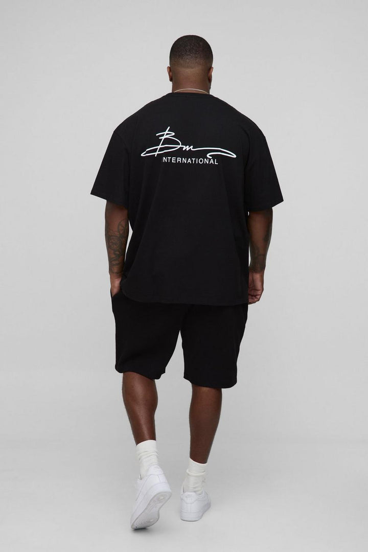 Plus Oversized BM International Print T-Shirt