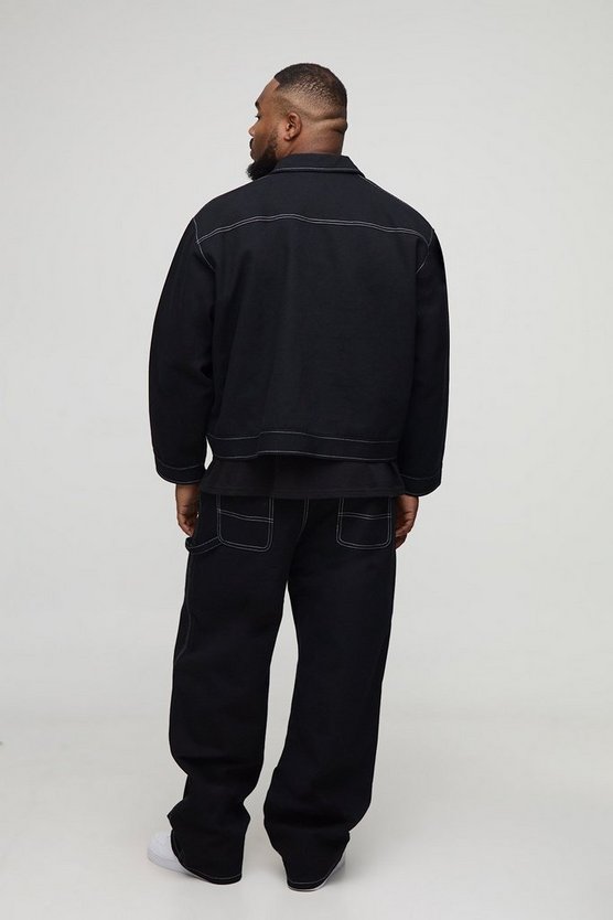 Plus Oversized boxy Canvas Carpenter Panel Worker Jacket