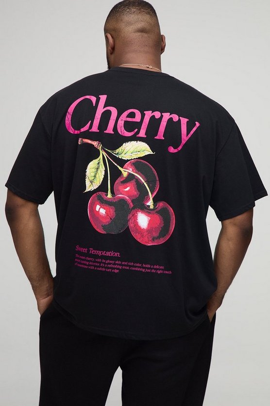 Plus Oversized Cherry Printed T-Shirt