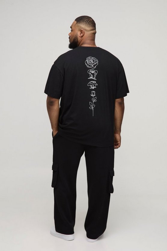 Plus Oversized Floral Line Drawing Print T-Shirt