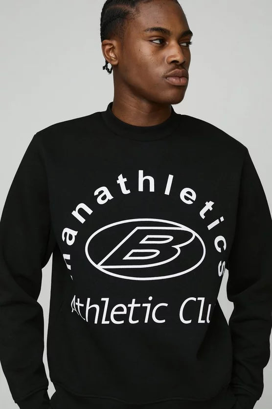 Regular Athletic Club Printed Extended Neck Sweatshirt