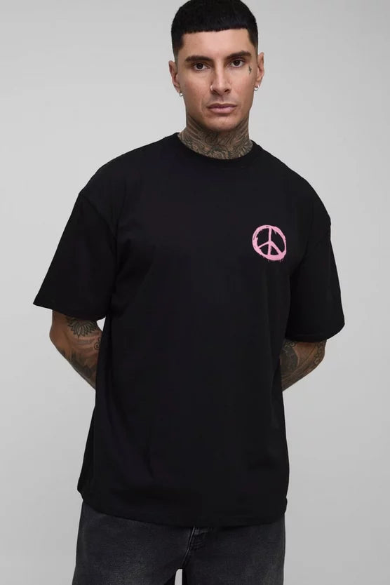 Tall Oversized Graffiti Floral Print T-Shirt