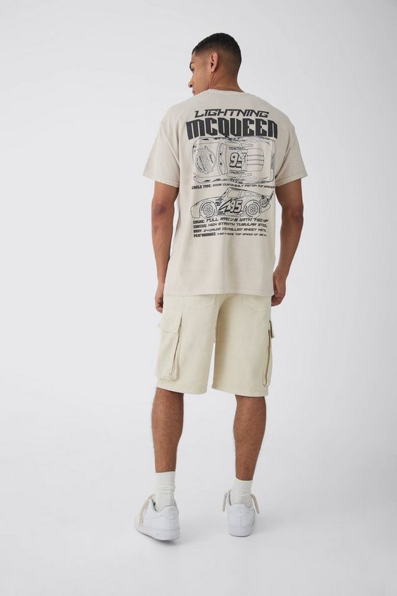 Oversized Disney Cars Wash License Print T-shirt