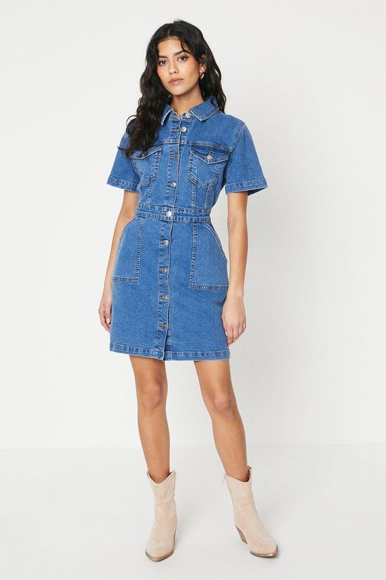 Dorothy Perkins Petite Denim Short Sleeve Mini Dress