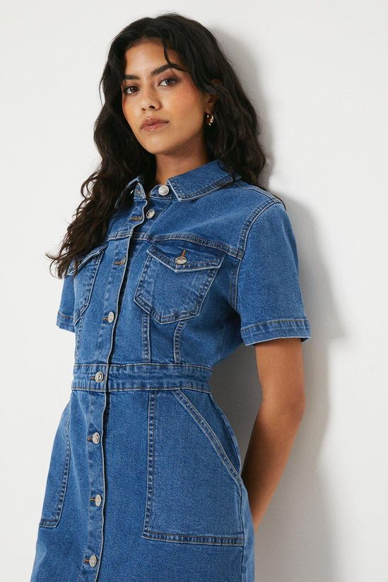Dorothy Perkins Petite Denim Short Sleeve Mini Dress