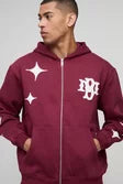 Oversized Star Applique BM Zip Through Hoodie