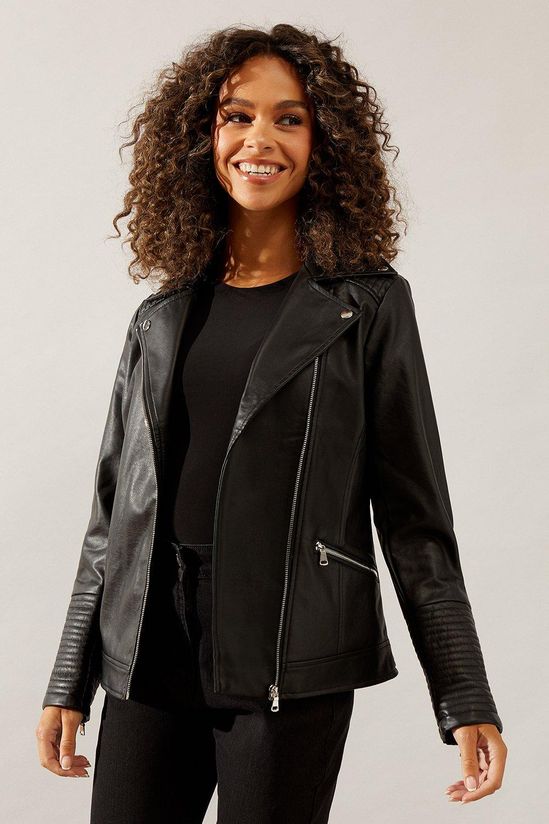 Wallis Black Faux Leather Biker Jacket