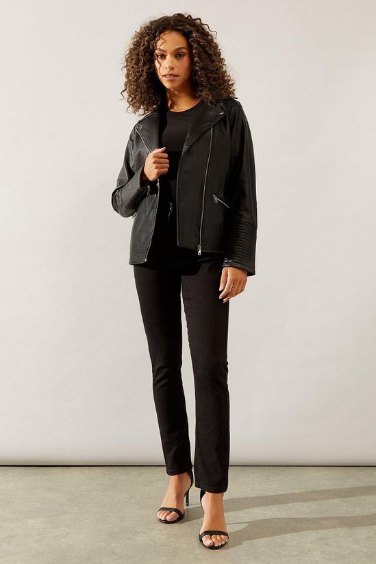 Wallis Black Faux Leather Biker Jacket