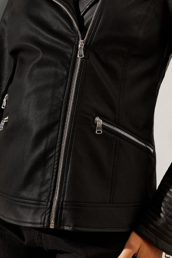 Wallis Black Faux Leather Biker Jacket
