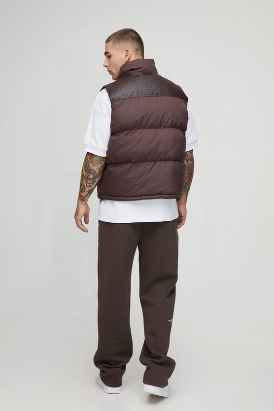 Regular Fit PU Yoke Nylon Panel Gilet