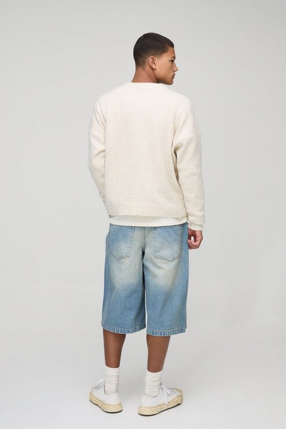 Longline Rigid Stonewash Denim Jorts