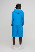 Oversized Boxy Waffle Varsity Zip Through Hoodie