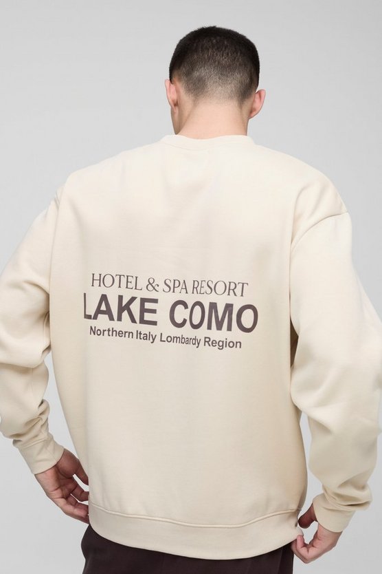 Oversized Lake Como Text Graphic Sweatshirt