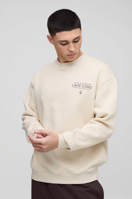 Oversized Lake Como Text Graphic Sweatshirt
