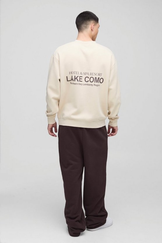 Oversized Lake Como Text Graphic Sweatshirt