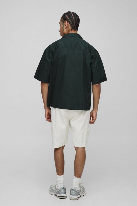 Relaxed Elasticated Waist Seersucker Cargo Short