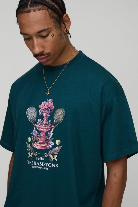 Oversized Man Script Tennis Club Graphic T-Shirt