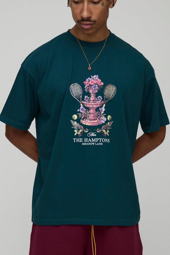 Oversized Man Script Tennis Club Graphic T-Shirt