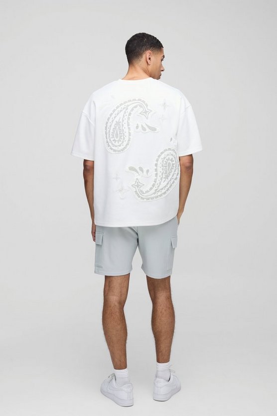 Elasticated Waist Slim Technical Stretch Pintuck Cargo Shorts