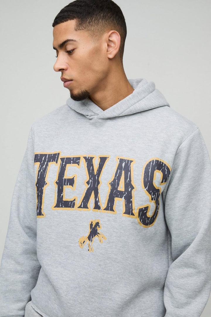 Boxy Marl Raw Hem Texas Western Hoodie