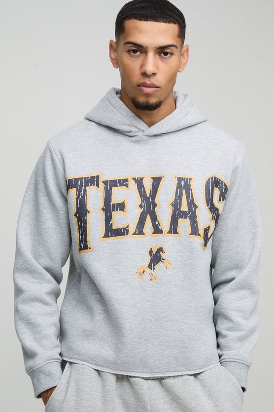 Boxy Marl Raw Hem Texas Western Hoodie
