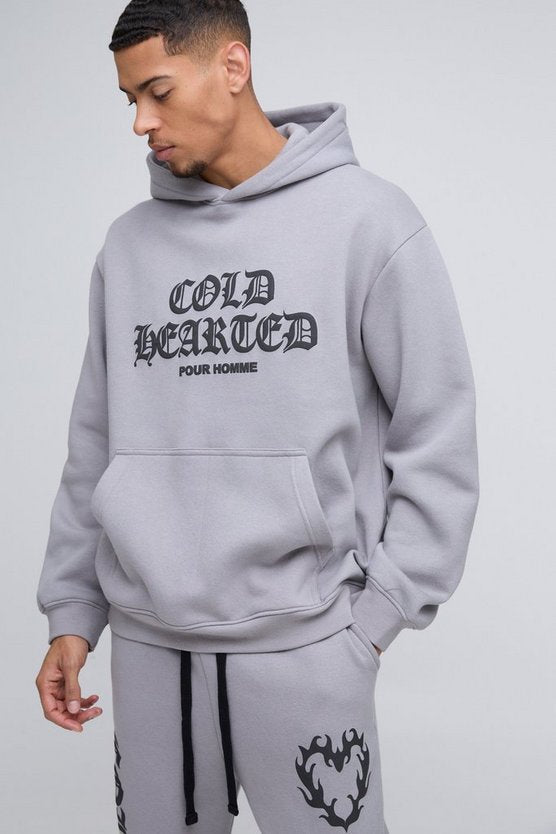 Oversized Cold Hearted Puff Print Hoodie