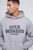Oversized Cold Hearted Puff Print Hoodie