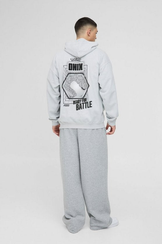 Oversized Pokemon Onix License Wash Print Hoodie