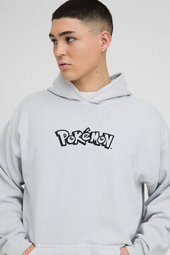 Oversized Pokemon Onix License Wash Print Hoodie