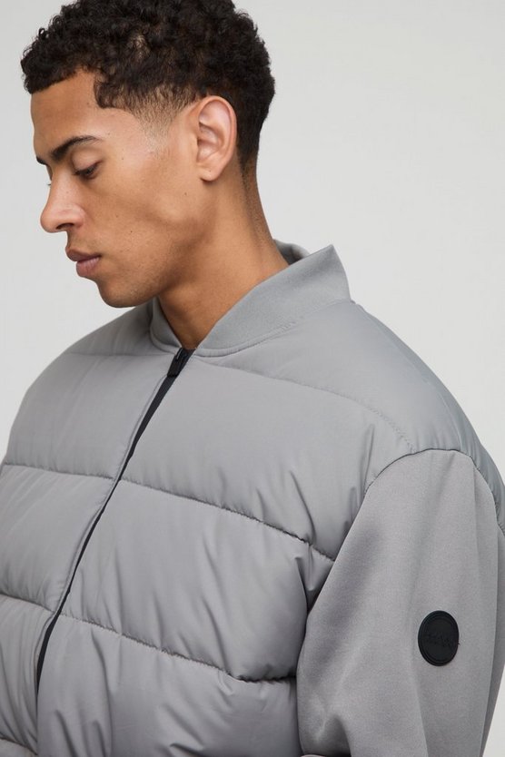 Regular Fit Quilted Scuba Sleeve Puffer