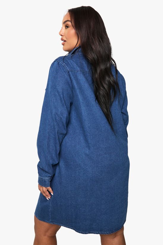 Plus Western Denim Shirt Dress
