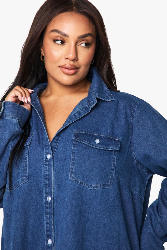 Plus Western Denim Shirt Dress