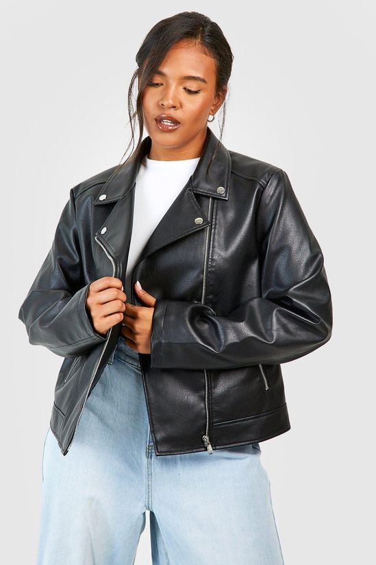 Plus Faux Leather Biker Jacket